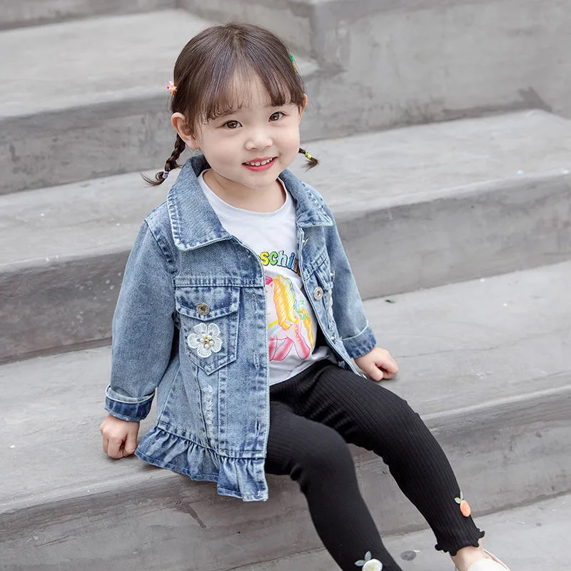 2024 Baby Girls Denim Jacket Spring Cardigan Coat For Kids Sweet Little Girl Princess Outwear Children Clothing Birthday Present