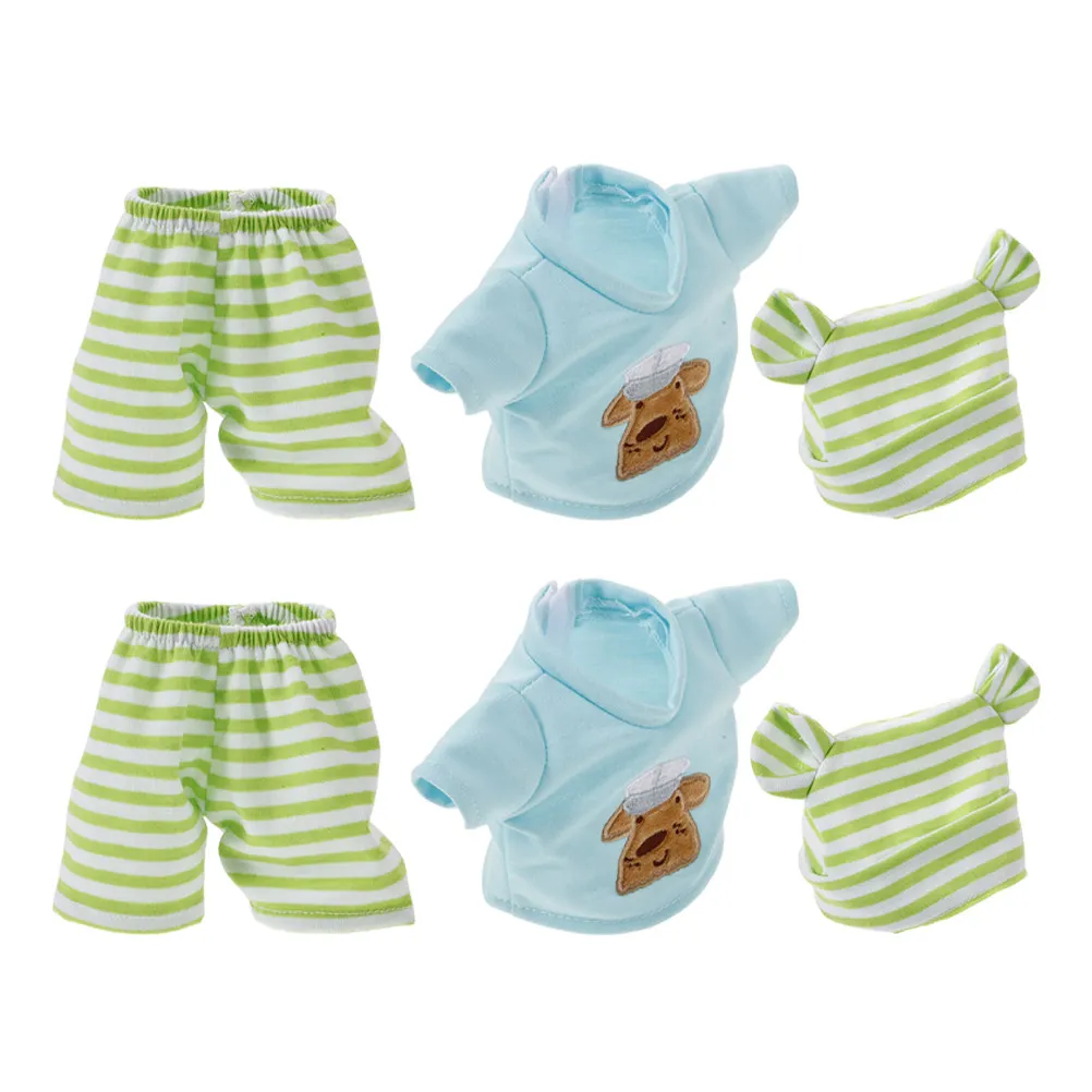 

2Set Change Clothes Baby Clothes for 10 Inch Vinyl Striped Set Hat Pretend Play Dress Up Wardrobe Accessories Fashionable