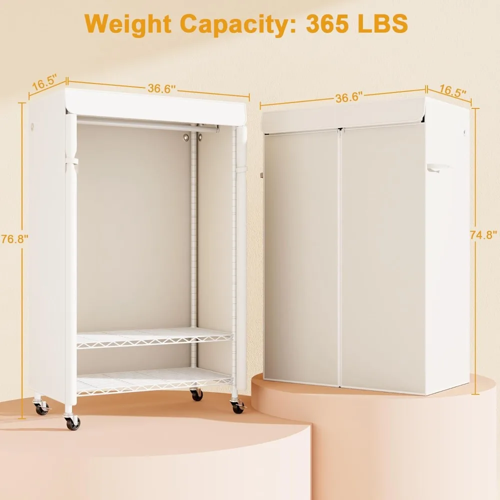 رف ملابس محمول مغطى عالي التحمل للتعليق، خزانة تخزين الملابس الدوارة P6C #5