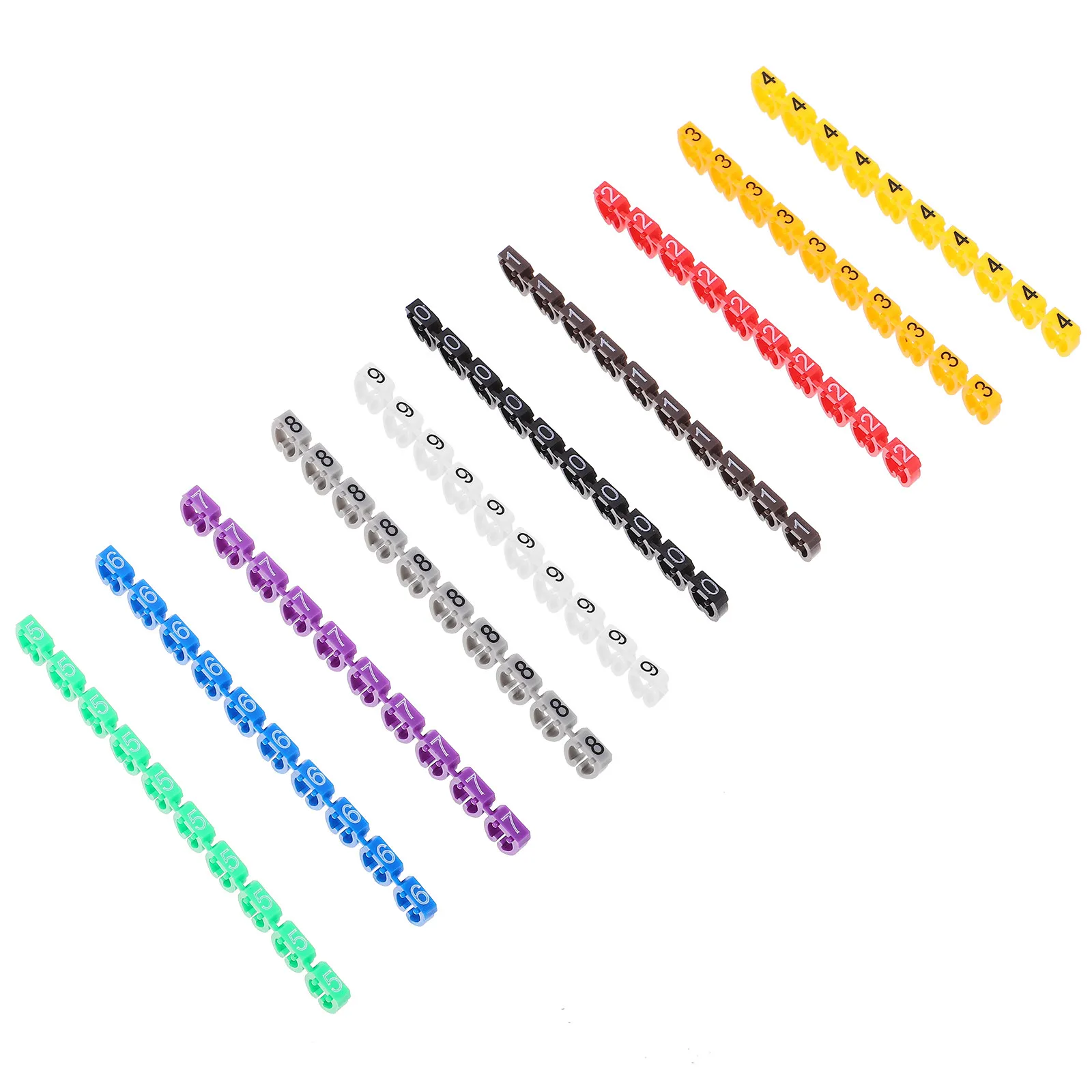 100Pcs Clip on Digital Number Cable Marker Tubes Multicolor Wire Labels for Electrical Wire Identifier Cord Tags