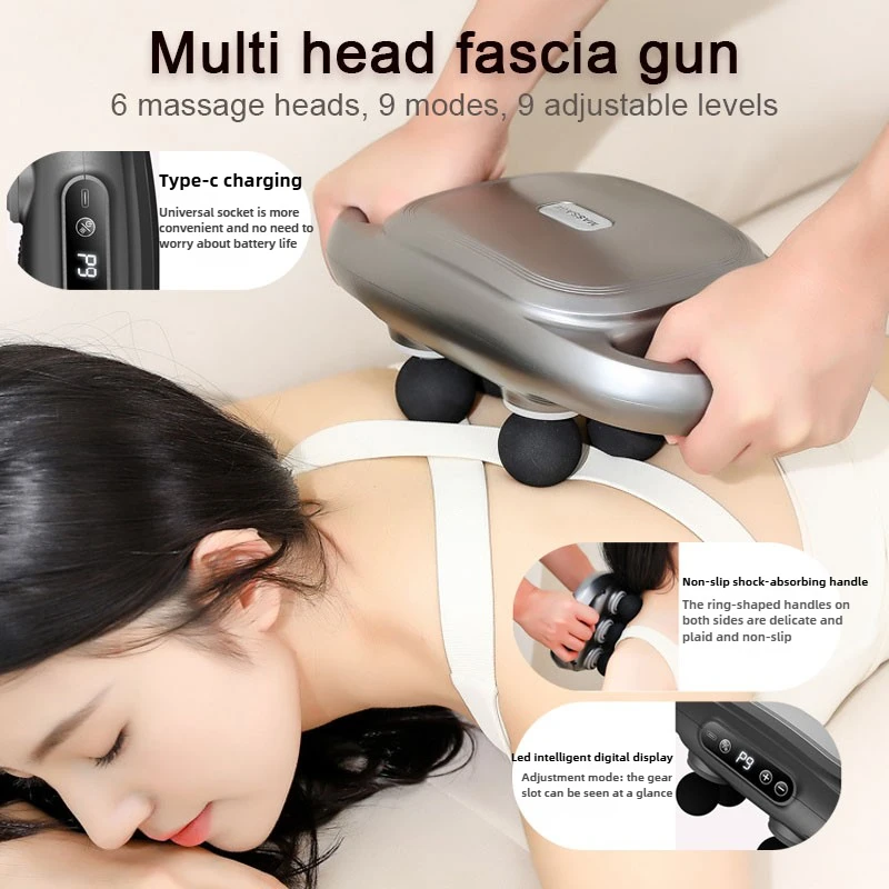 

Многоголовочный фасционный пистолет для домашнего использования, глубокое расслабление всего тела, высокочастотный массажный пистолет, профессиональный массажер для мышц