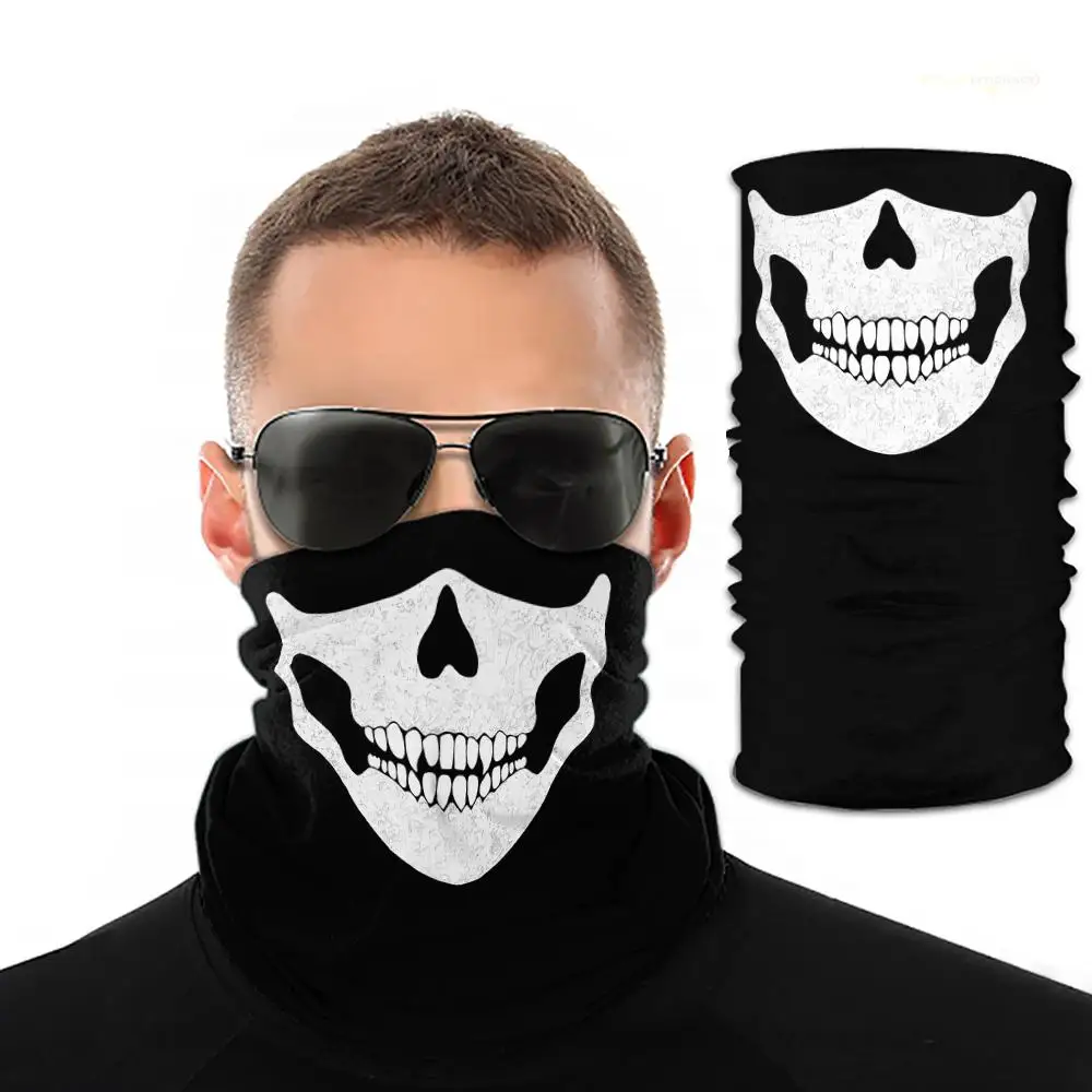 

Multifunctional Outdoor Skull Pattern Neck Warmer Fishing Sunscreen And Windproof Face Mask Men's Hiking Hip Hop Trendy Apparel