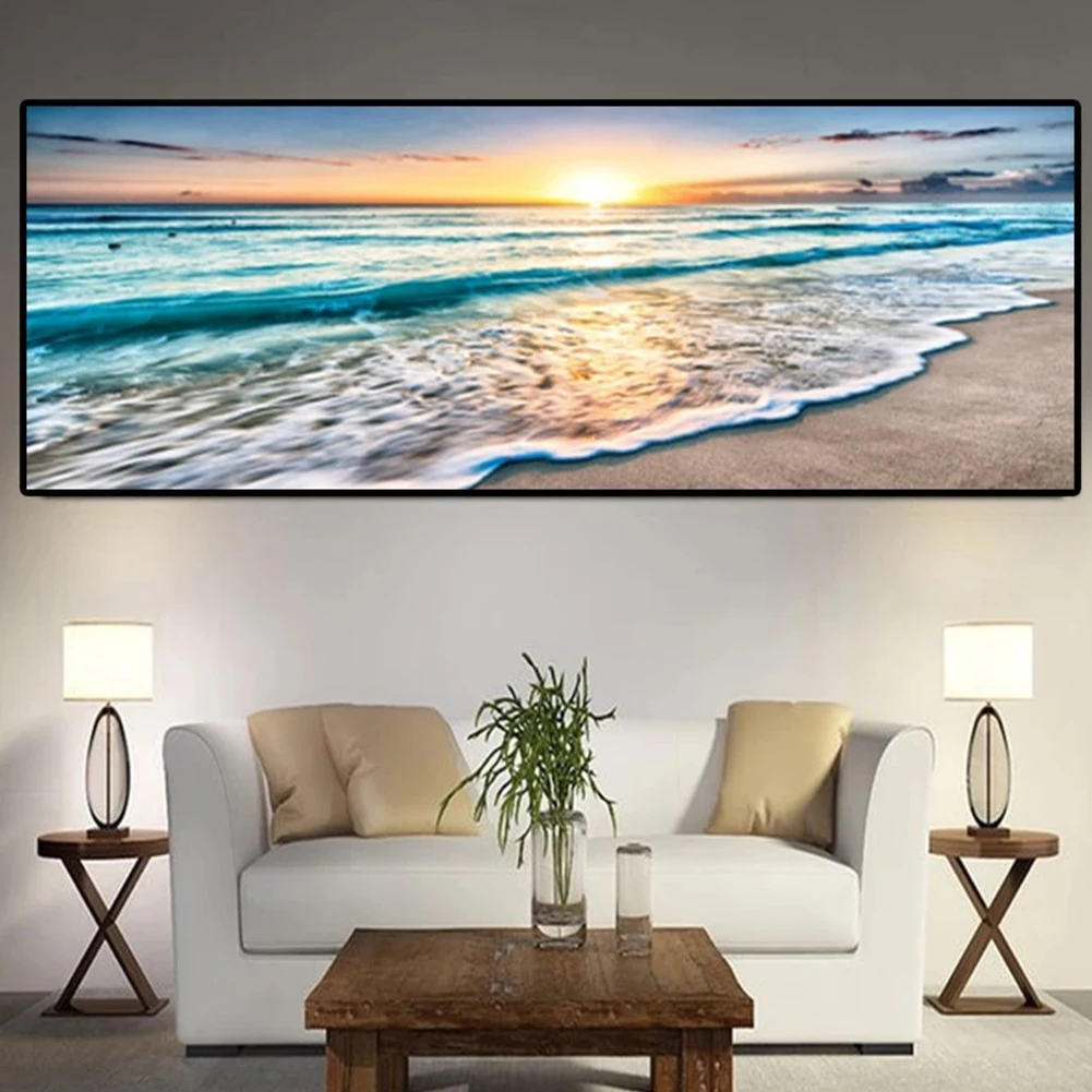 

40*120cm Beach Sunset Wall Art Posters Large Landscape Canvas Painting Print Nordic Wall Decoration Picture For Home Decor Parts