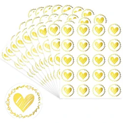 100/200pcs Clear Bronzing Heart Stickers Love Heart Round Wedding Invitation Sealing Label Birthday Party Gatherings DIY Decor