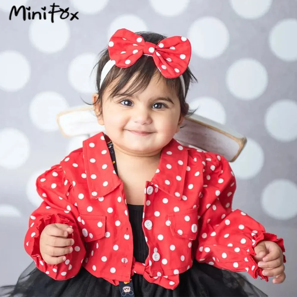 Prowow Baby Dresses With Coat Red Dots Jacket and Black Dress Princess Birthday Party Dress For Girls Baby Cake Smash Outfit