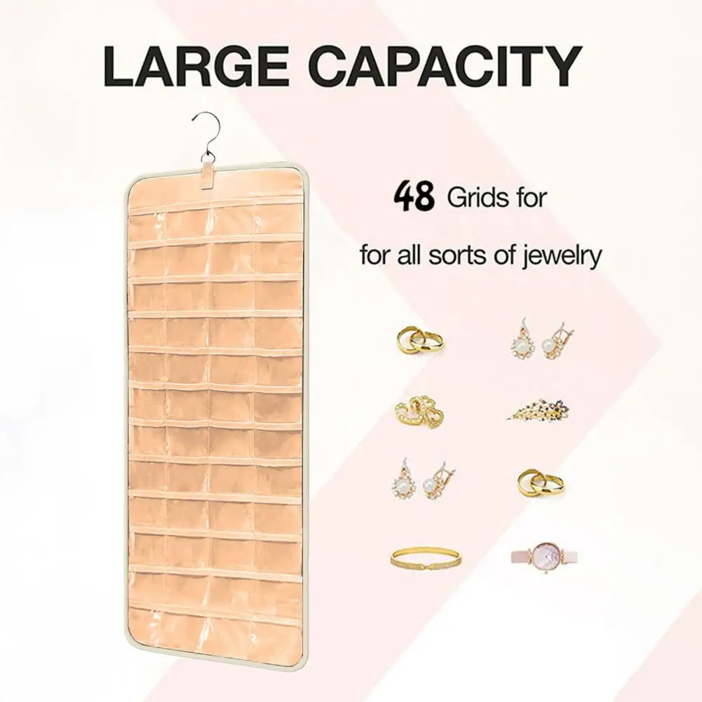 Space-saving Jewelry Rack Hanging Jewelry Organizer Rack Capacity Necklace Holder Anti-tangle Earrings Rings Display for Wall