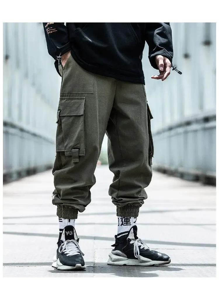 Cargo Pants Men Hip Hop Harem Pants Streetwear Harajuku Track Jogger Sweatpants Cotton Techwear Trousers Male Pants B36