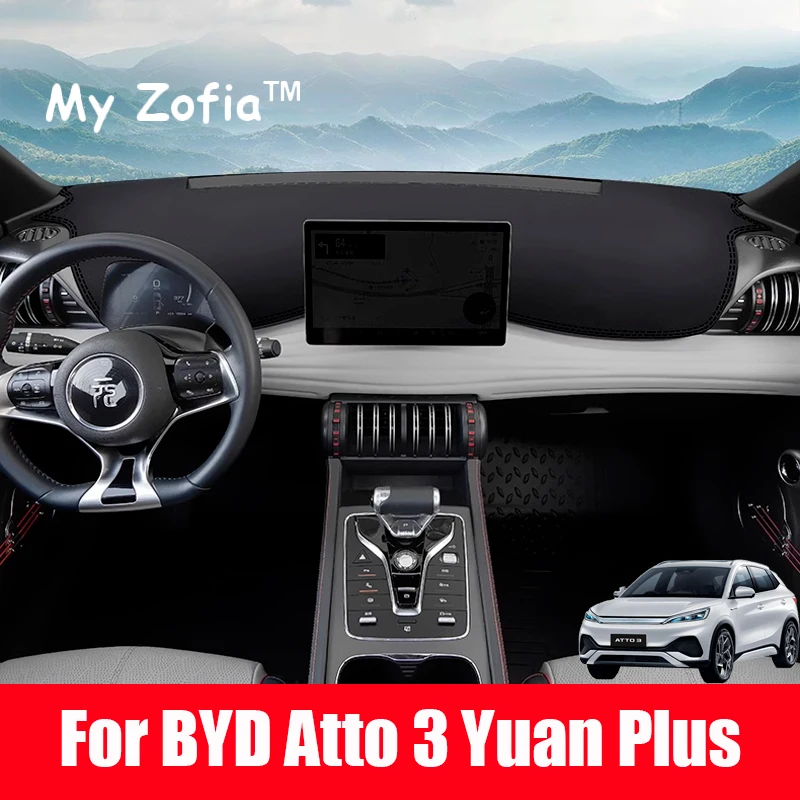 

For BYD ATTO 3 Yuan Plus DM-i EV 2023 2024 2025 Car Dashboard Cover Pad Sun Shade Avoid Light Mat PU leather Anti-UV Accessories