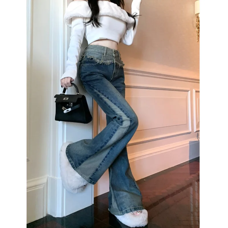 Dameskleding Flare Jeans Vrouw Koreaanse Mode Damesbroek Streetwear Straight Leg Jeans Y 2K Hoge Taille Denim Vintage Blauw