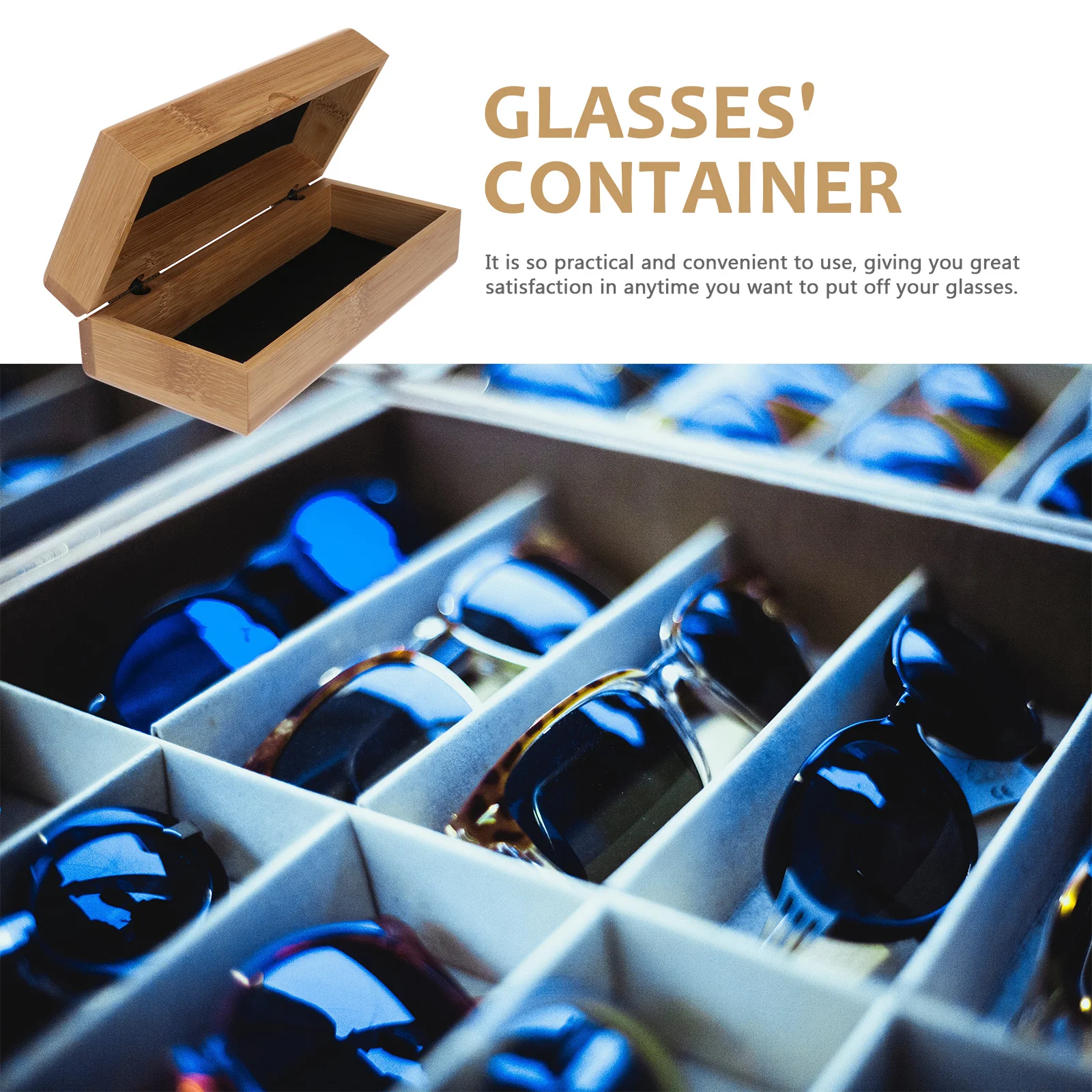 

1Pcs Sunglasses Box Bamboo Grain Finish Eyeglasses Holder Compact Design Fits in Bag Safe Compression Resistant Case