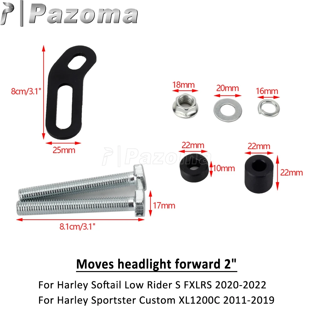 Soporte para faro de motocicleta, extensión de faro para Harley Softail Low Rider S FXLRS 2020-2022 Sportster Custom XL1200C 2011-19