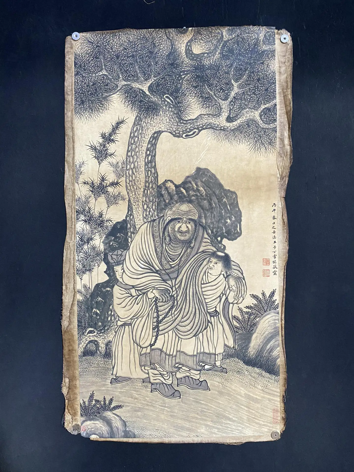 Classical Chinese rice paper parlor rotten film painting Ding Yunpeng character decorative painting