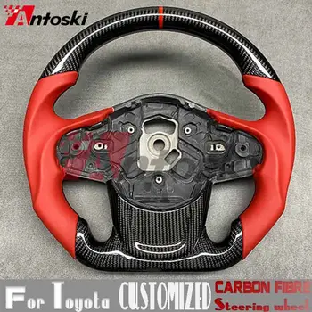適用於豐田 Supra A90 GR MK5 2019 2020 的客製化碳纖維方向盤,紅色皮革運動風格 10 最佳銷售 超碳纖維 - №5