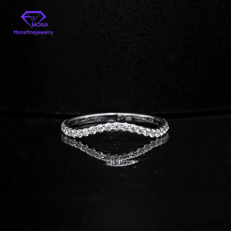 10K White Gold Moissanite Rings Set 6*8mm Large Oval Egg Shape Diamond Jewelry For Wedding Band