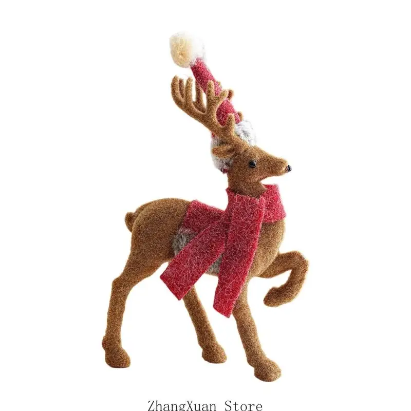 Saisonale Weihnachts-Hirschfigur mit rotem Schal und Geweih-Design, 3 x – Detail 5