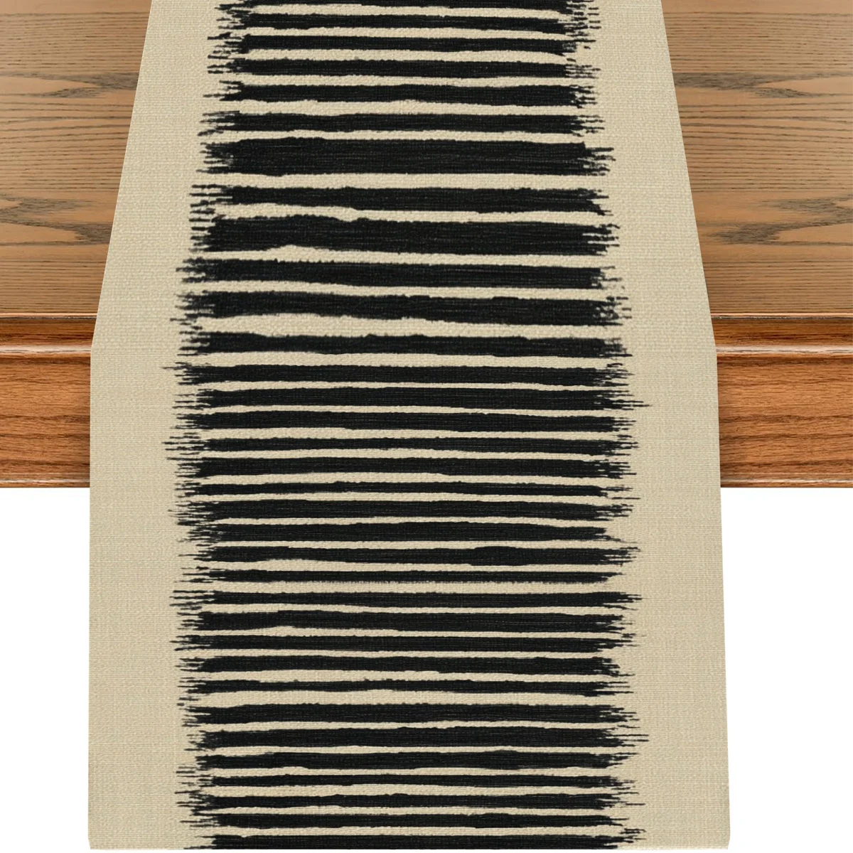 

Минималистичный абстрактный настольный флаг — светло-бежевый, черный, с 2D-принтом в виде кисточного штриха, художественный декор