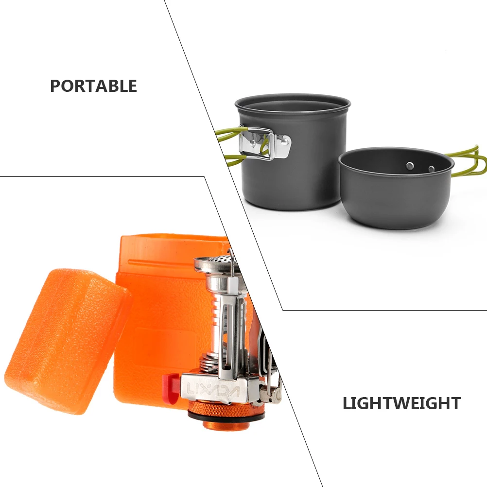 

1 Set Aluminum Alloy Camping Cookware Green Handle Lightweight Durable Outdoor Cooking Set With Stainless Steel Portable