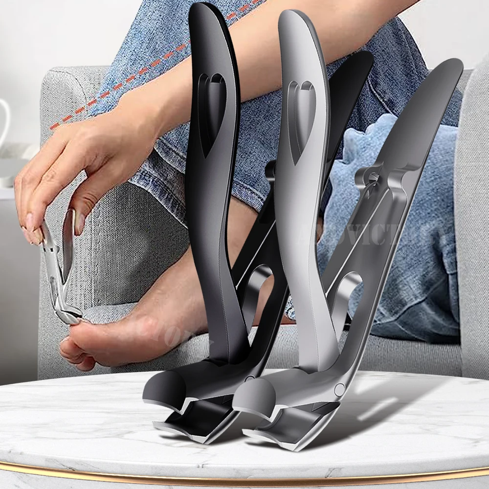 1Pcs Toenail Clippers Wide Jaw Opening Thick Nails Cutter Long Handle Stainless Steel Professional Fingernail Clipper