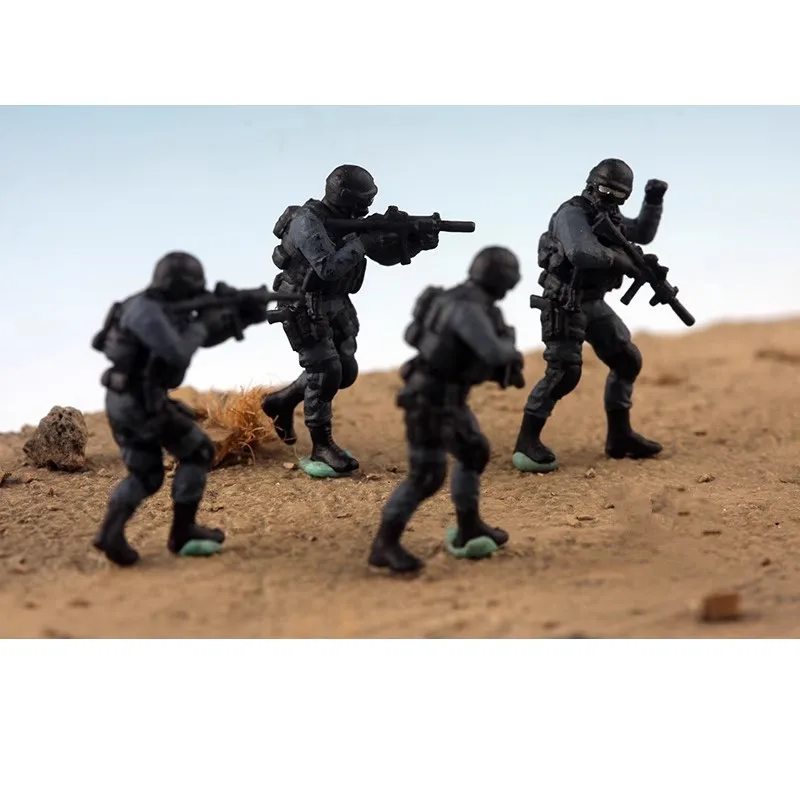 

New 1:72 Scale Model 4 Pcs SWAT Special Police 4 Soldiers Team Soldiers Doll Toys DIY Scene Accessory Display Collection Gifts