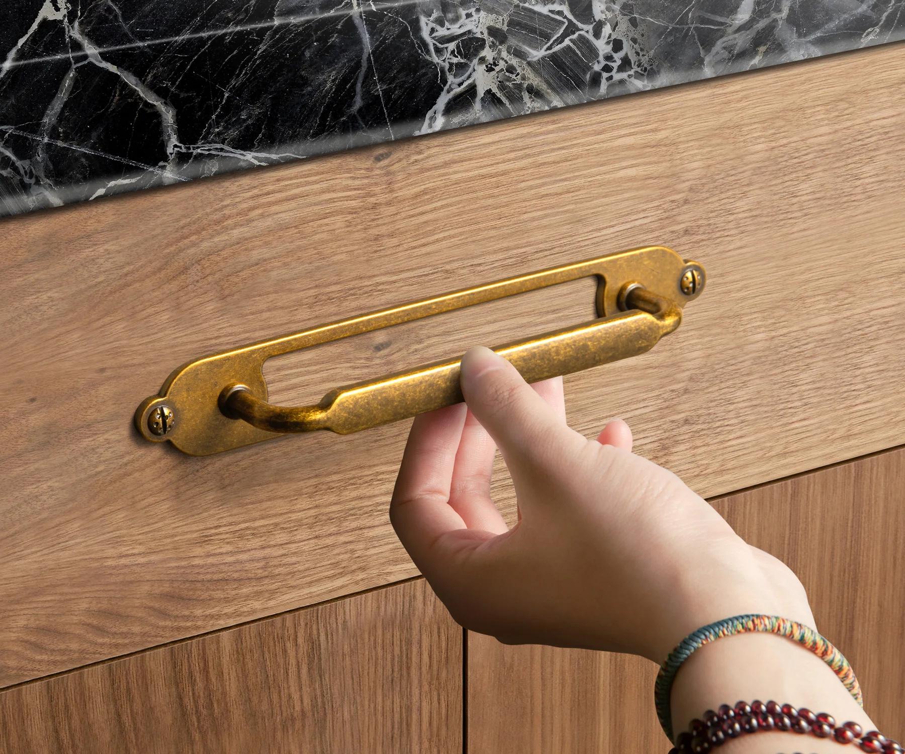 Goo-Ki 6 Pack Cabinet Pulls Handles with Back Plate Spacer, 5 Inch Hole Center Antique Brass Zinc Alloy Kitchen Hardware for Bar Drawer