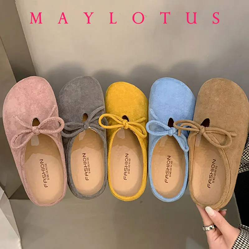 

2025 Women's Suede Clogs with Arch Support Retro Leather Flat Mules Lady Cork Footbed Sandals Unisex Classic Clogs Slippers