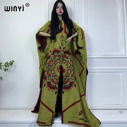 WINYI autumn print Middle East holiday kaftan evening dress Elegant robe African Women winter Caftan women party فساتين طويلة