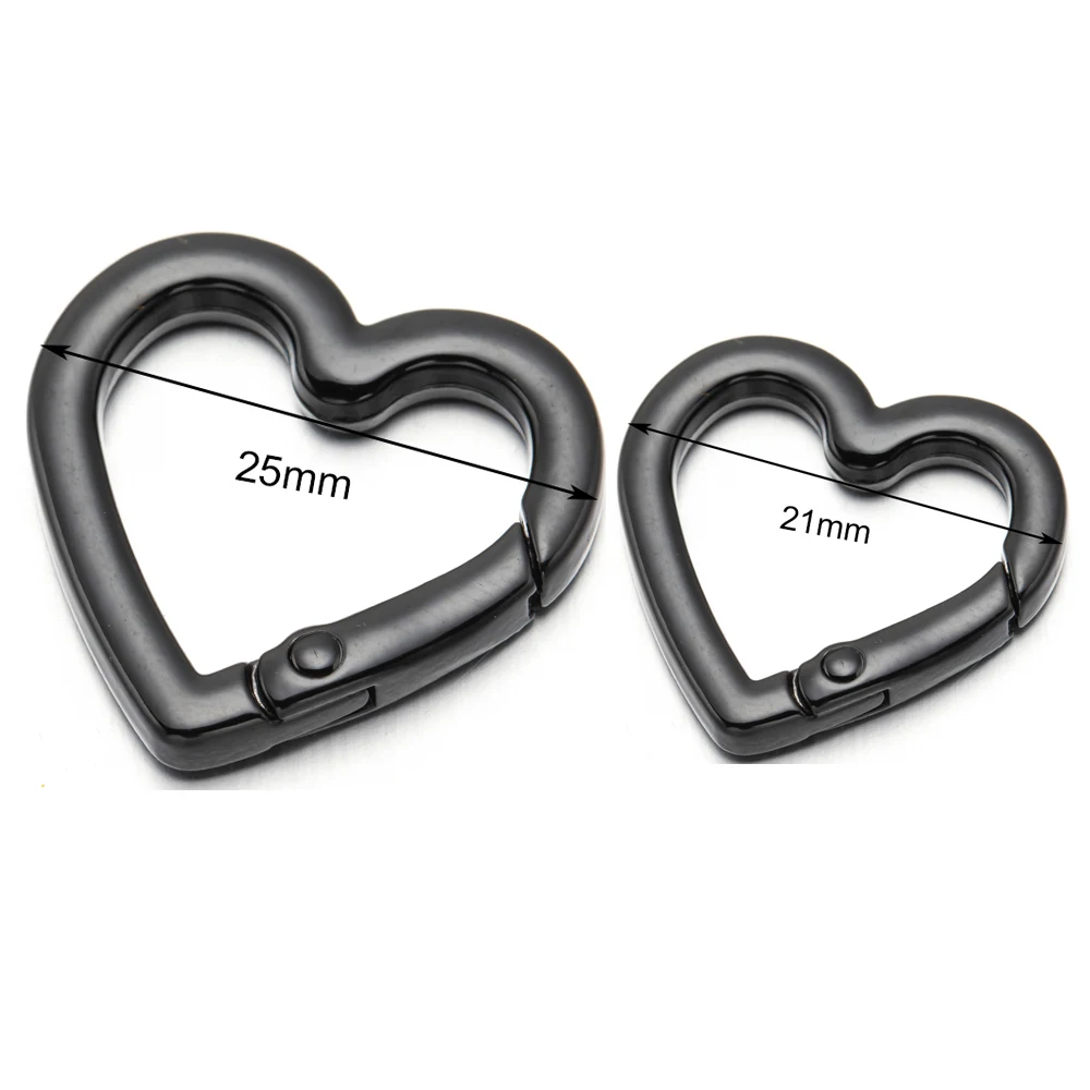 5Pcs 21/25mm Heart Shaped Carabiner Hook Ring Keychain Keyrings for DIY Jewelry Making Supplies Connector Buckles Accessories