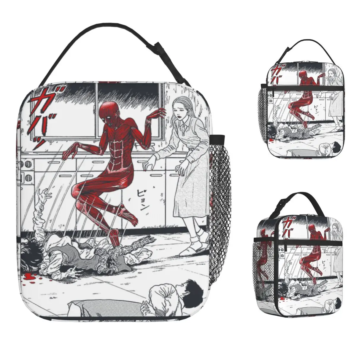 junji-ito-popping-fora-da-pele-preto-e-branco-almoco-saco-engracado-lancheira-escritorio-termica-tote-bolsas-para-crianca-oxford-saco-termico
