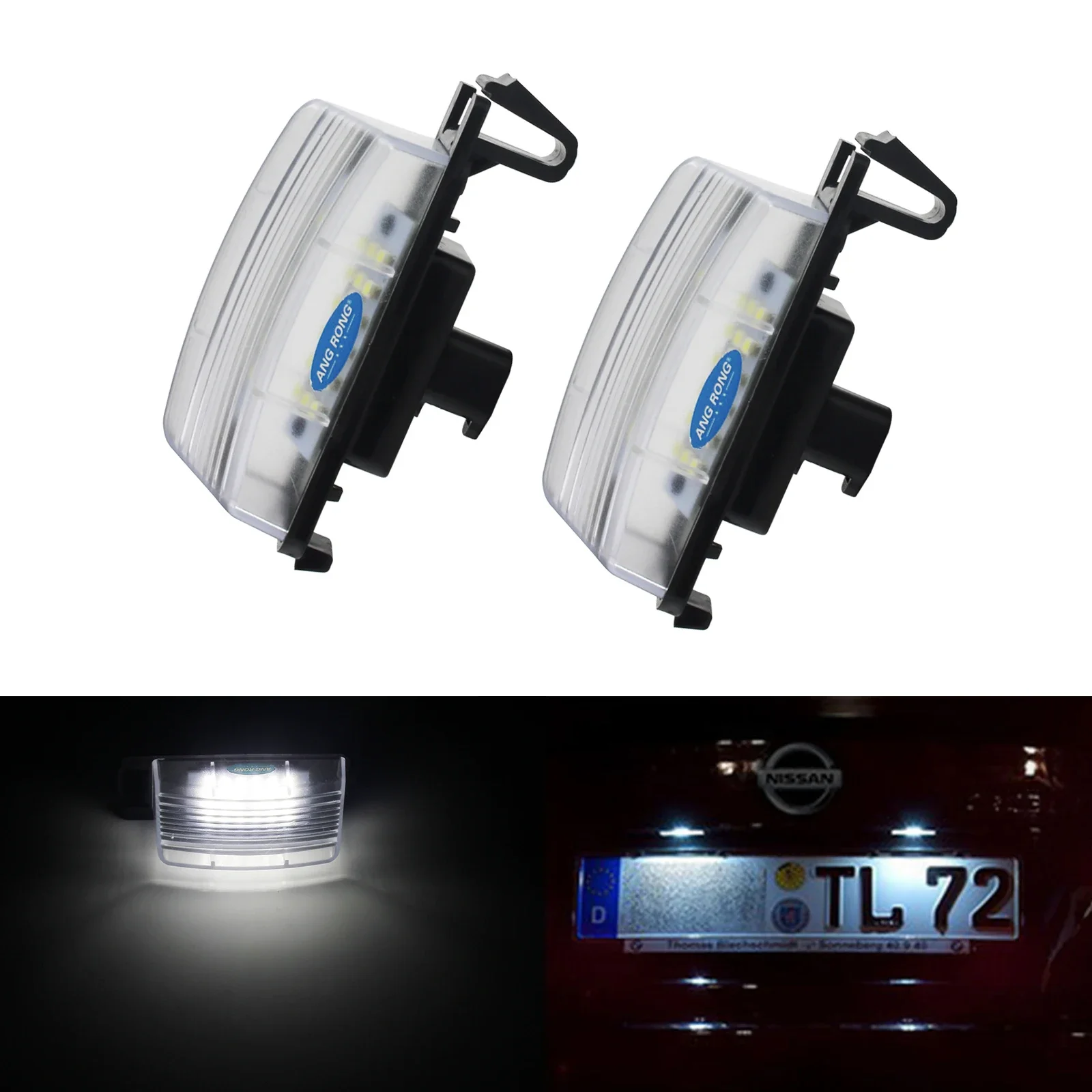 ANGRONG 2 LED Licence Number Plate Light For Nissan 370Z R35 GTR Cube Tiida For Infiniti V36