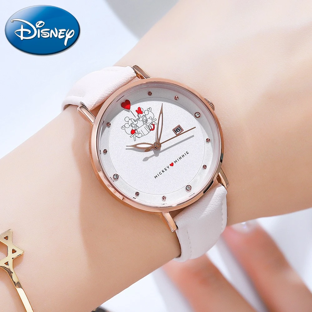 Disney Gift With Box Calendar Belt Fashion Trend Quartz Minnie Love Student Women\'s Watch Clock Relogio Masculino