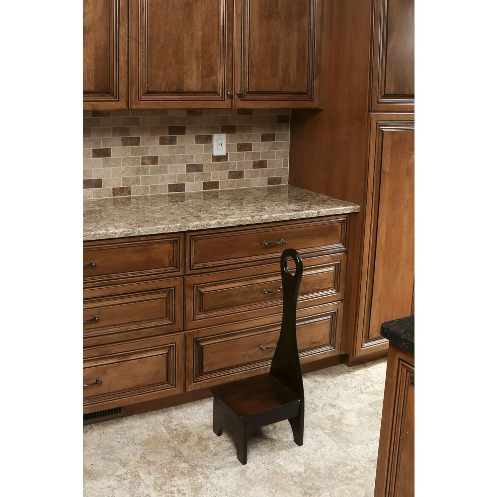 

Solid Hardwood Bench Step Stool with Handle: Handmade in The USA: for Kitchen, Bedroom or Bathroom