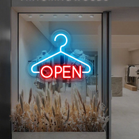 Hanger Open Neon Sign Clothing Store Decor Showroom with LED Open Sign Decor Outfitter Neon Light Custom Business LED Sign