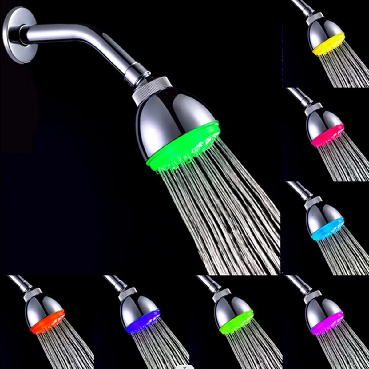 Led Shower Head Automatic 7 Color Changing Led Light Handheld Shower Head Water Powered Rainfall Bathroom Showerhead