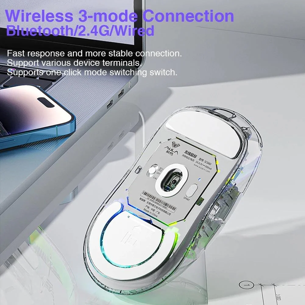 Mouse wireless SC660 Mouse da gioco Bluetooth Sensore ottico 10000 DPI Mouse ergonomici programmabili macro per PC portatile Gamer