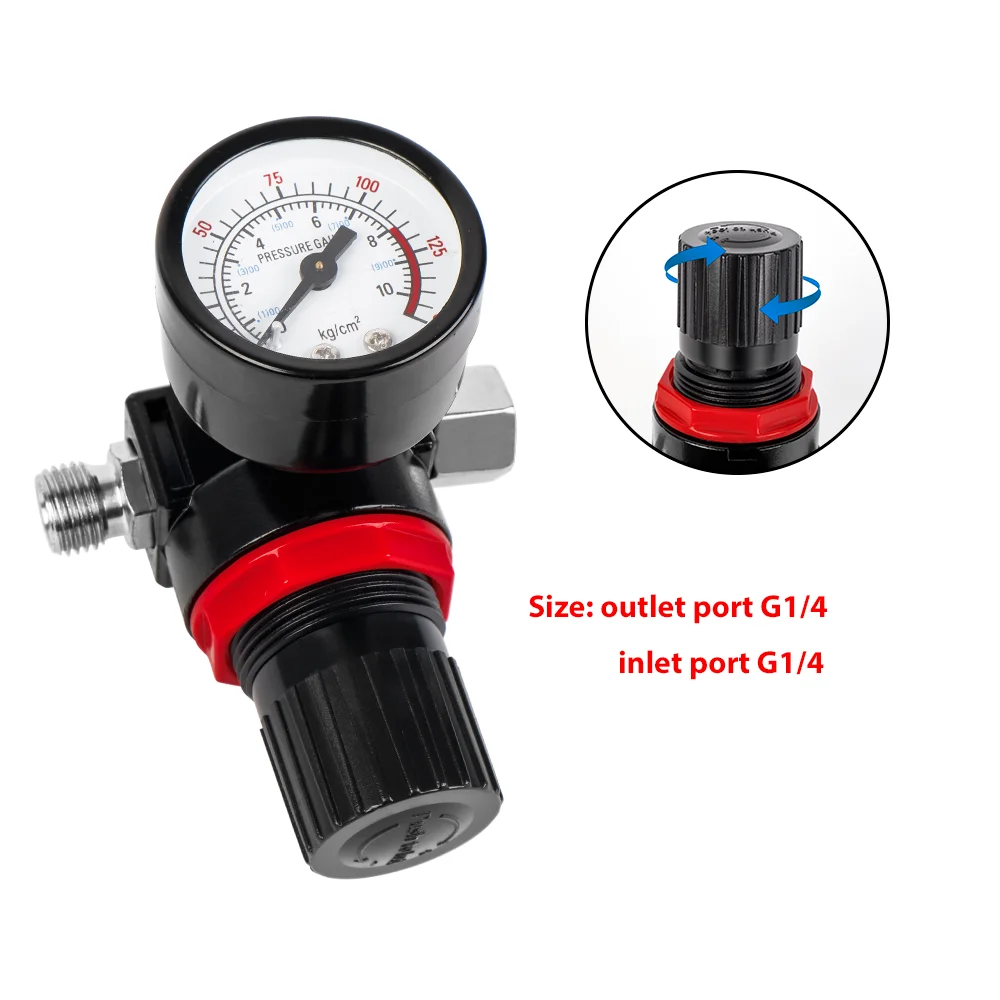 Régulateur de pression de compresseur d'air pneumatique à filetage G1/4, régulateur de pression de pistolet de pulvérisation, manomètre pour outils pneumatiques