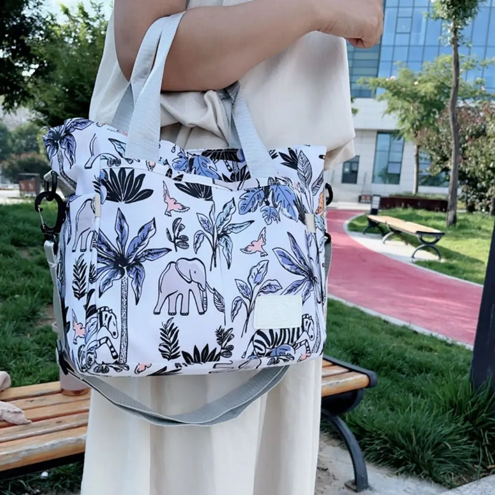 

Portable Waterproof Mommy Handbag Oxford Solid Color Baby Diaper Bag Large Capacity Printing Nappy Bag Women