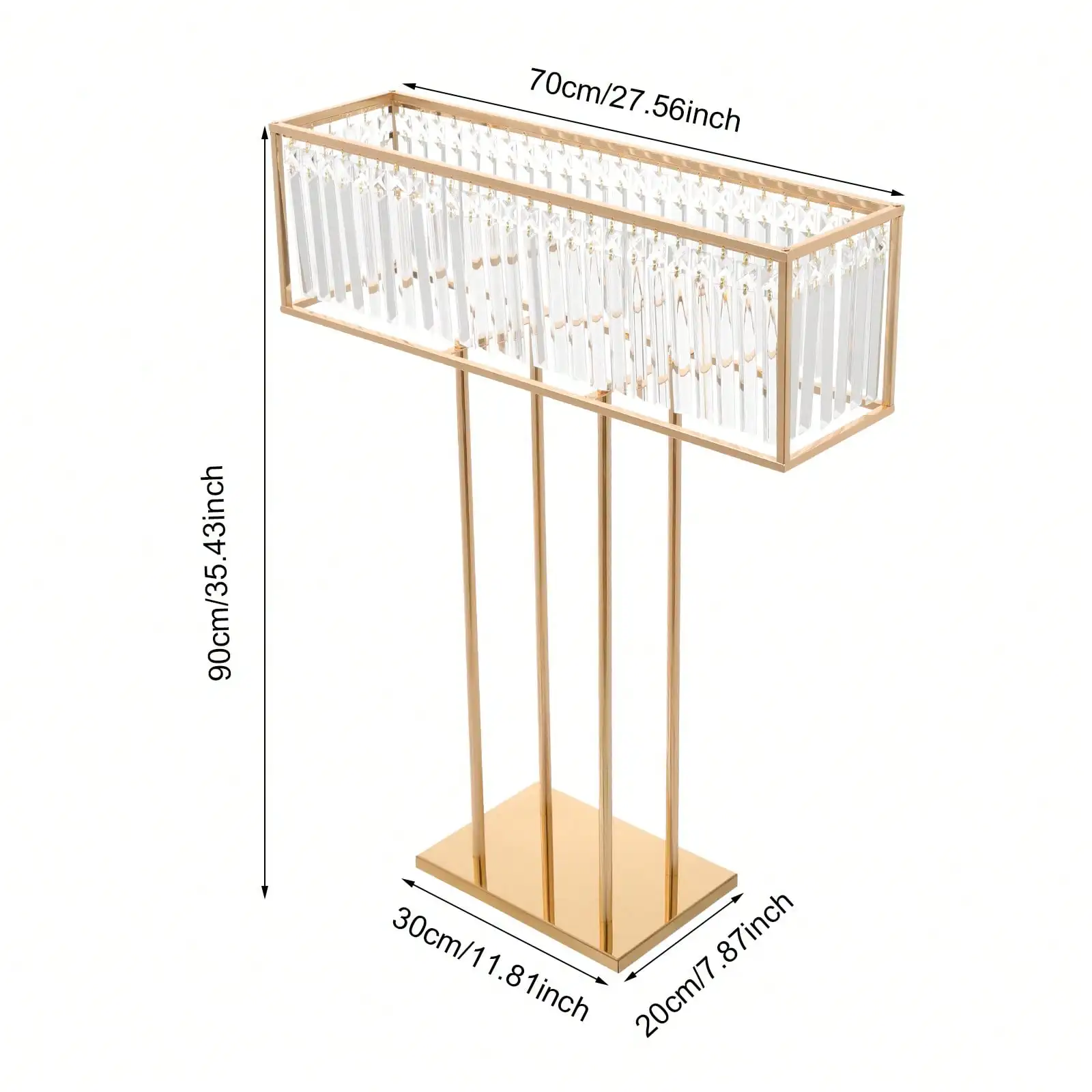2 Pcs Crystal Pendant Flower Stand, Metal Centerpiece Vase, Tall Crystal Flower Stand For Wedding Centerpieces, 35.43