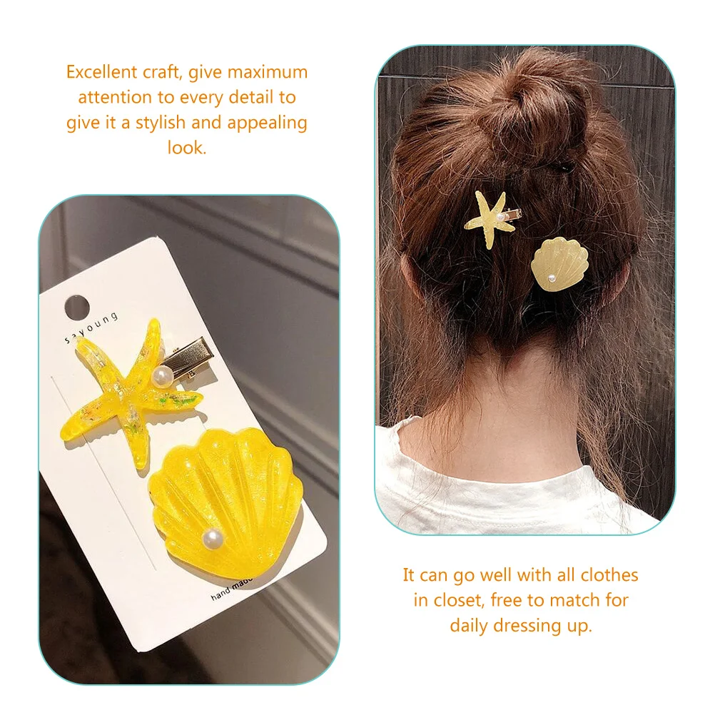 

8 Pcs Bang Clip Assorted Color Hair Clips Ocean Themed Mermaid Accessories Wedding Seashell Plastic Kids for Girls Sweet Design