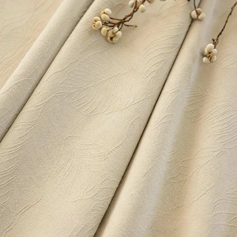 

Chenille French Shading Luxury High-precision Jacquard Milk Tea Curtains for Living Dining Room Bedroom Bay Windows White Tulle