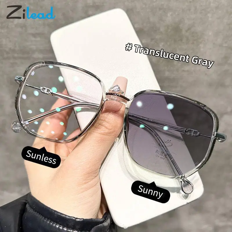 Zilead Photochromic Myopia Glasses Women Luxury Glitter Discolored Nearsighted Eyeglasses Unisex Anti Blue Light Myopic Eyewear