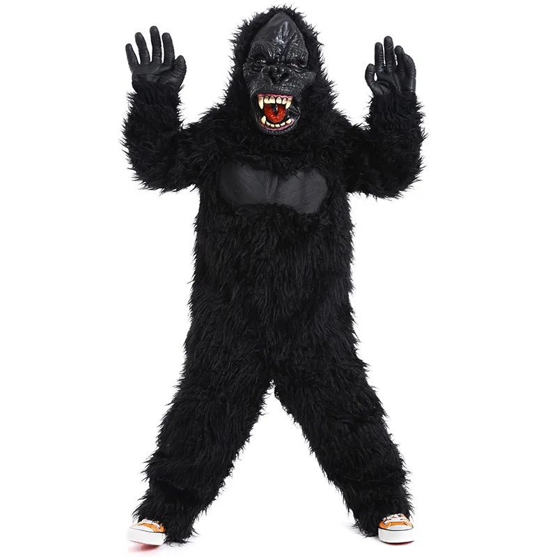 Kids Gorilla Halloween Costume Animal Jumpsuit Boys Girls Full Body Furry Animal Suit with Mask Gloves Carnival Festival Costume view 5