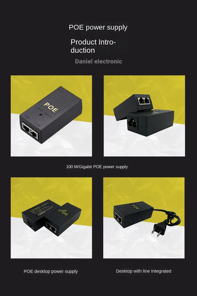 POE daya Gigabit 48v0.5A/24V 1A Ethernet nirkabel AP jembatan pemantauan meja permukaan Power Adapter