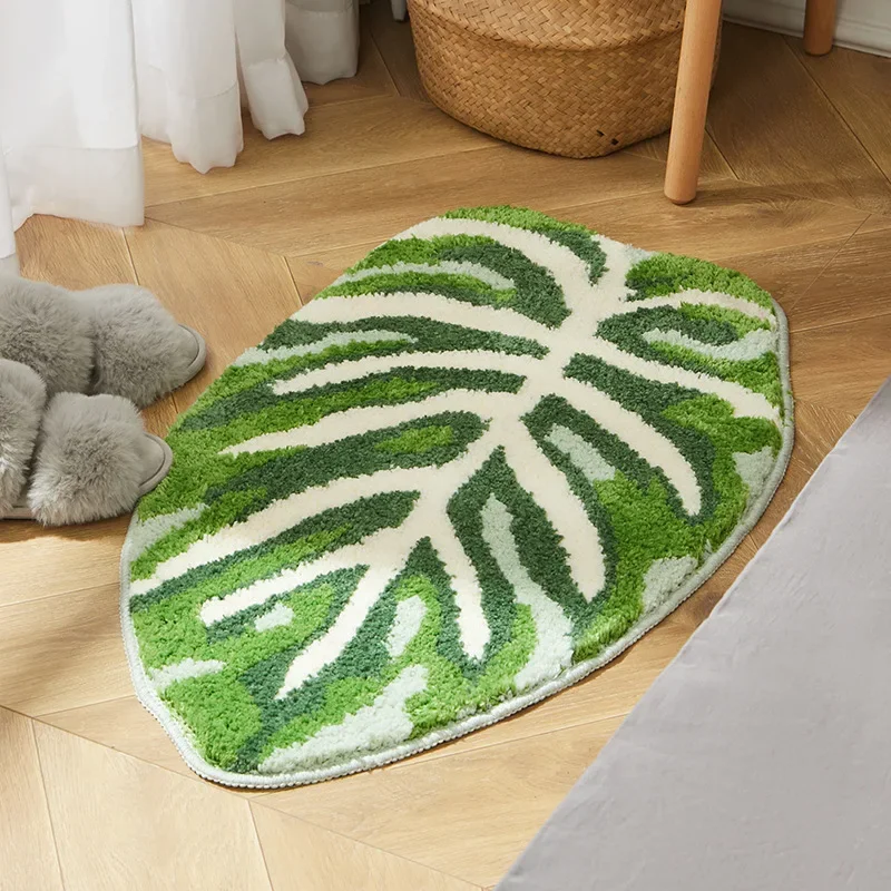 

Floor Mat Leaf Shape Kitchen Carpet Rug Entrance Non-Slip Doormat Bedroom Living Room Bathroom Absorbent Bath Mats Home Decor