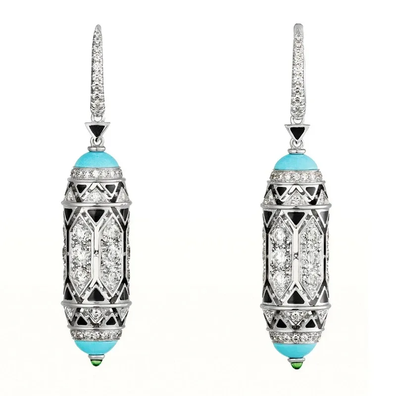 

KQDANCE Women 925 Sterling Silver Black Enamel Turquoise Blue Color Drop Dangle Earrings Jewelry Pendientes Earring Fine Jewelry