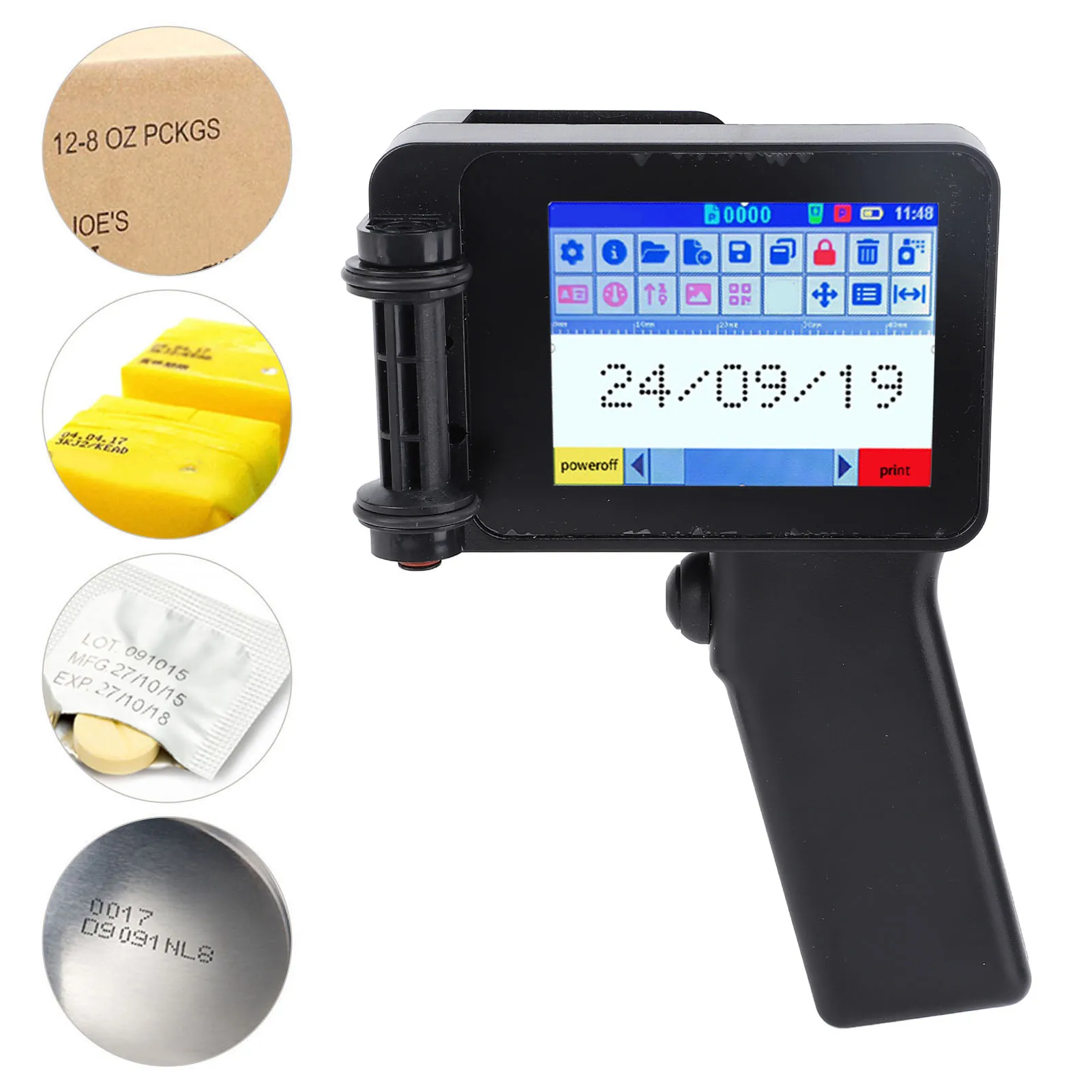 N6 Handheld Inkjet Printer Gun Small Portable with HD LED 4.3in Touch Screen N6 Without Cartridge 12.7mm for QR Code Barcode