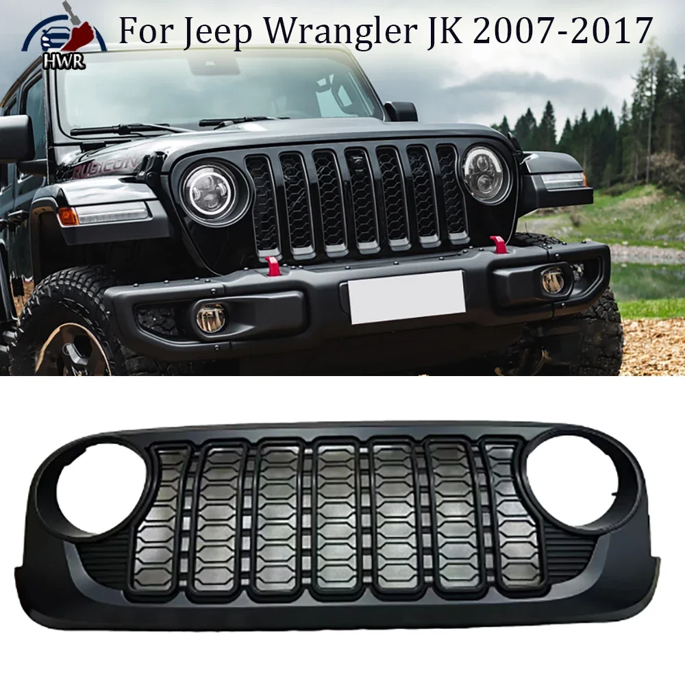 

Upgrade 2024 Look Style Front Grille Matte Black Retrofit Car Guard Grid For Jeep Wrangler JK 2007-2017 Replace Original Grille