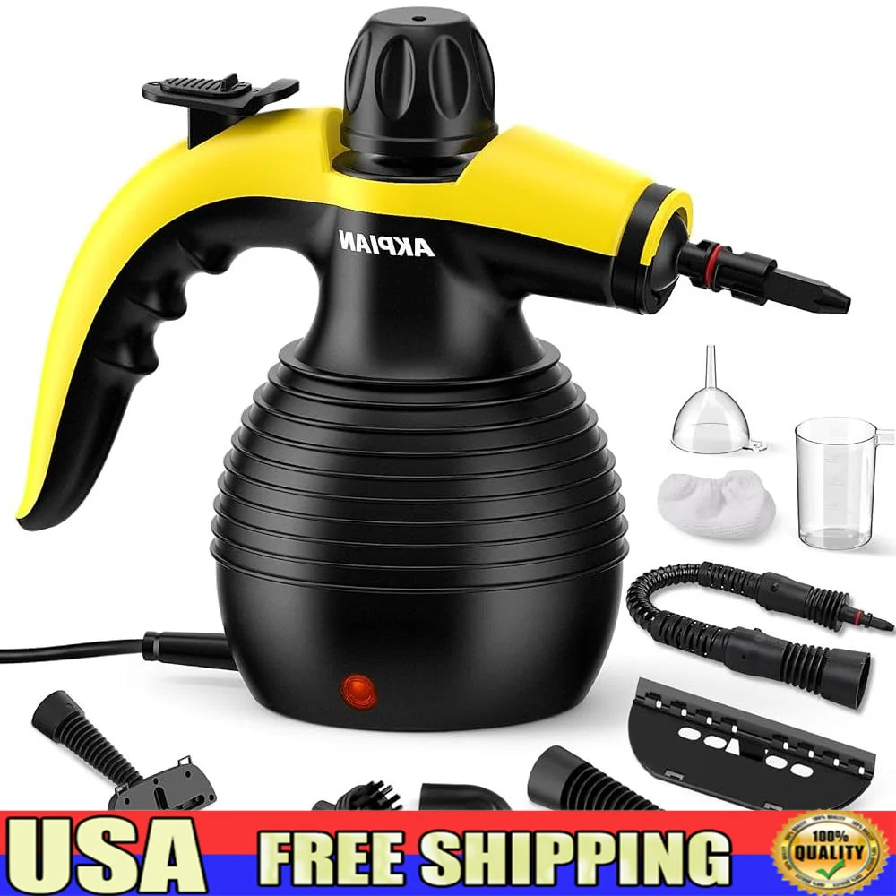 

Handheld Steam Cleaner Portable Multipurpose Steamer with Safety Lock 10 Accessories Home Use Kitchen Cleaning Grime Upholstery