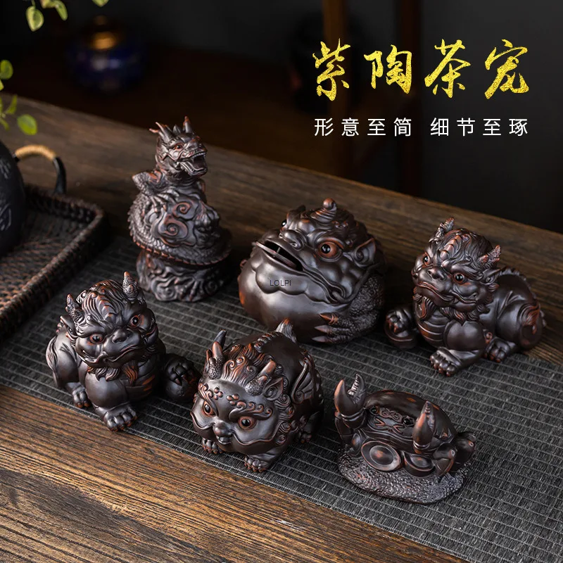 

Украшение для домашних животных Zitao Tea Pet, неразруемая богатство жаба Pixiu, украшение для чайного подноса ручной работы, маленький чайный столик