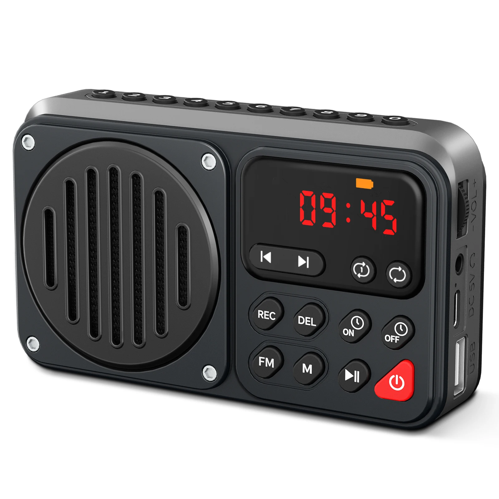 PRUNUS-Altavoz Bluetooth portátil J-405, reproductor MP3 HI-FI, Radio FM, batería recargable de 1500mAh, carga por USB-C, tarjeta TF