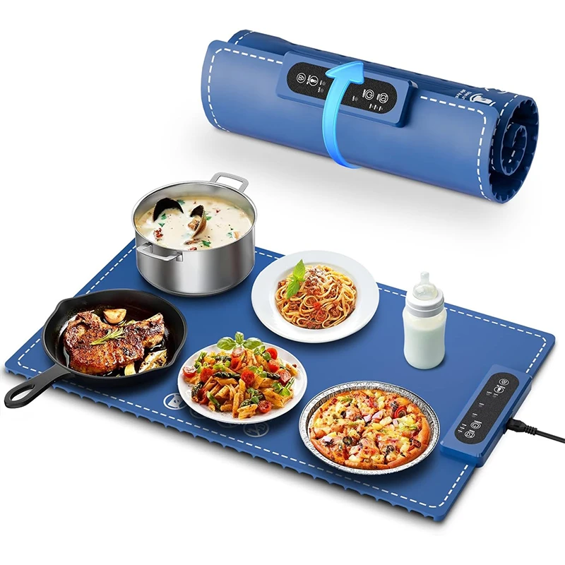 Fast Heating Food Warming Mat Electric Warm Tray With Adjustable Temperature Foldable Food Warmer Mat Household Food Hot Plate